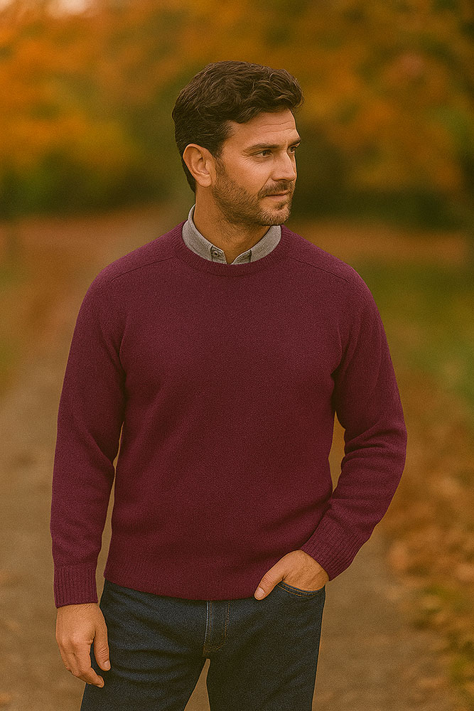 William Lockie Men's Cashmere Crew Neck Pullover – Made in